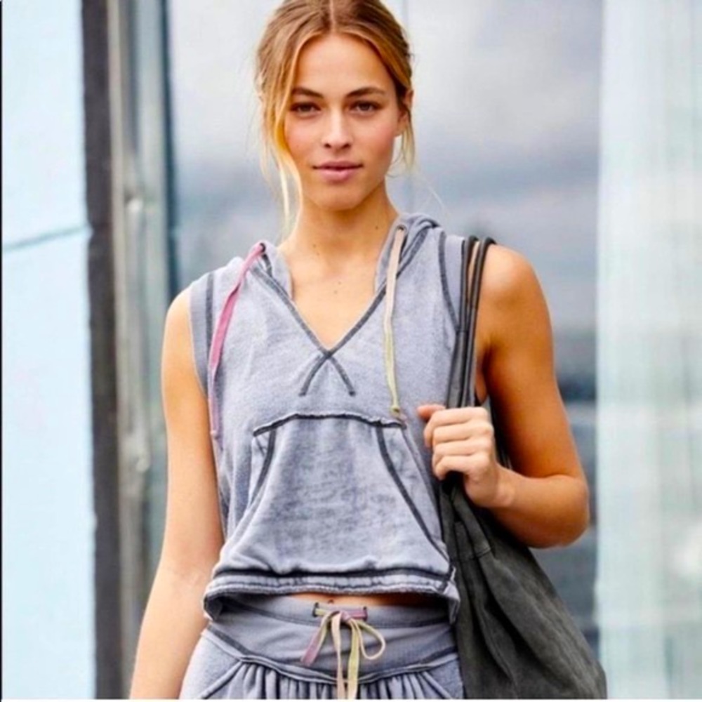 Free People Movement Grey Meadowbrook Cropped Hoodie